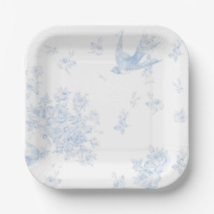 Assiettes en papier Blue Bird & Roses