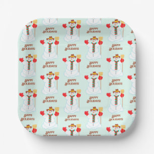 Assiettes en papier Bonhomme de neige
