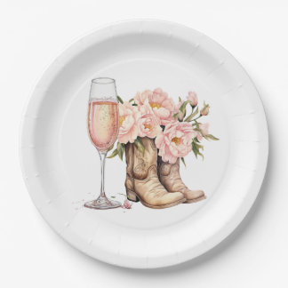 Assiettes en papier Boots and Bubbly