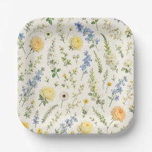 Assiettes en papier botanique de printemps
