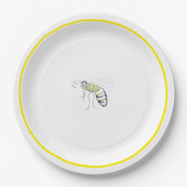 Assiettes en papier Buzz & Bloom - dessin de abeil (Devant)