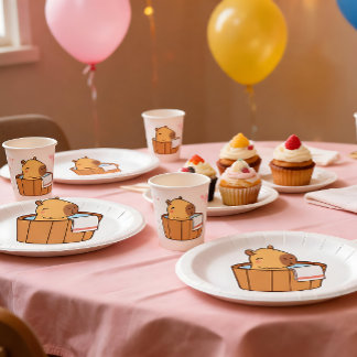 Assiettes en papier Capybara | Fête d'animaux mign