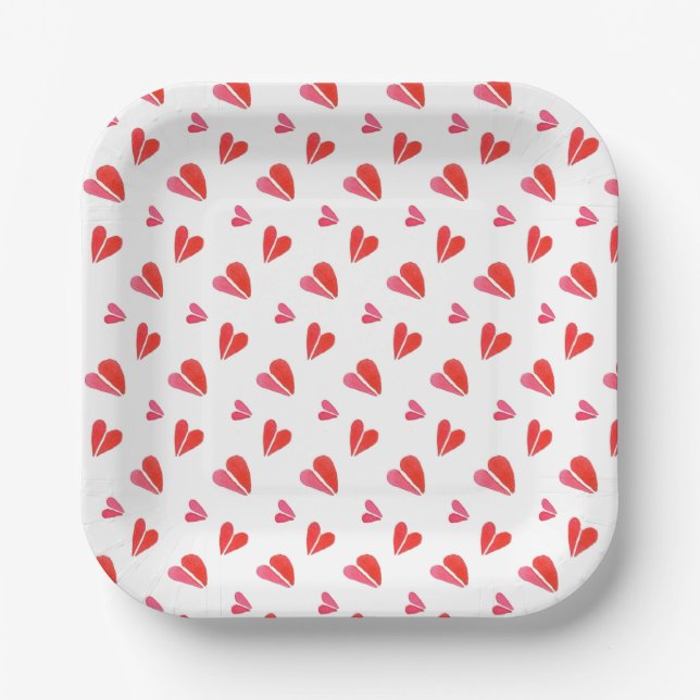 ASSIETTES EN PAPIER CARRÉES 7" MINI CŒURS (Recto)