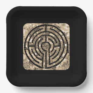 Assiettes en papier carrées 9" LABYRINTH - Noires