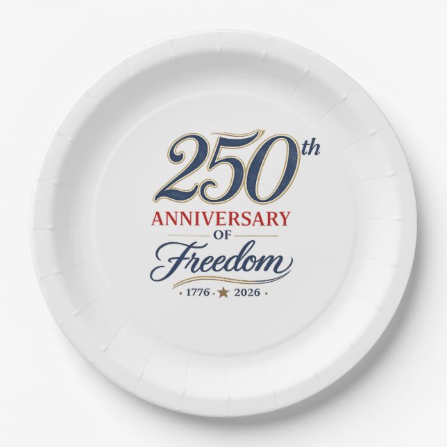 Assiettes en papier célébrant 250 ans de liberté (Devant)