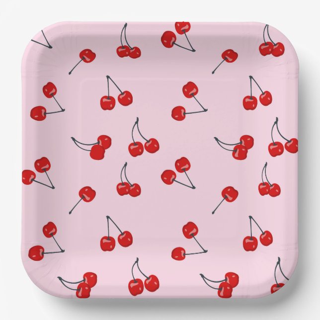 Assiettes en papier Cerises, Fête de fruits rouges (Recto)