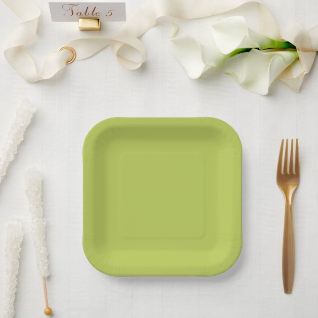 Assiettes en papier chartreuse doux tendance (Mariage)