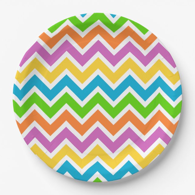 assiettes en papier chevron de printemps (Devant)