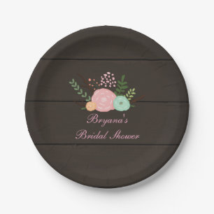 Assiettes en papier Chic Fleur Rustique & Bois Som