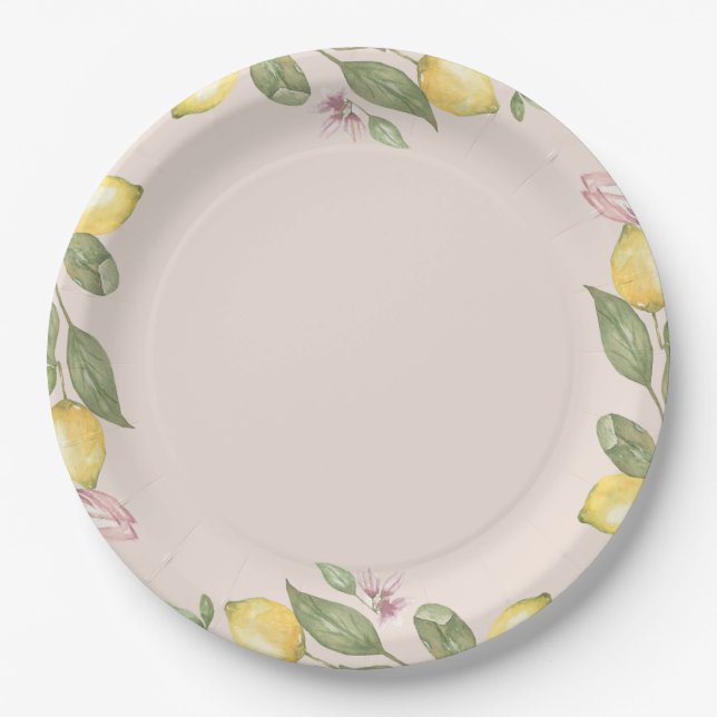 Assiettes en papier citron rose (Devant)