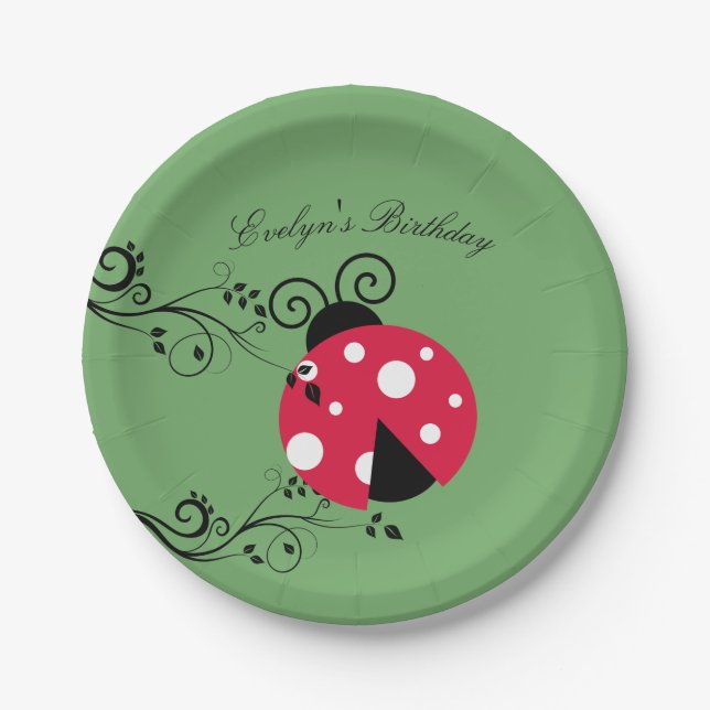 Assiettes en papier coccinelle d'anniversaire  (Devant)