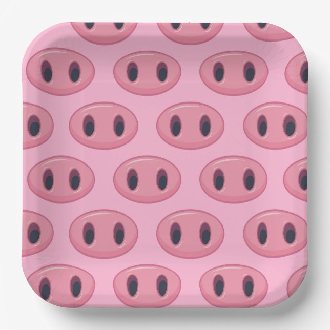 Assiettes en papier cochon, fête d'animaux de la f (Recto)
