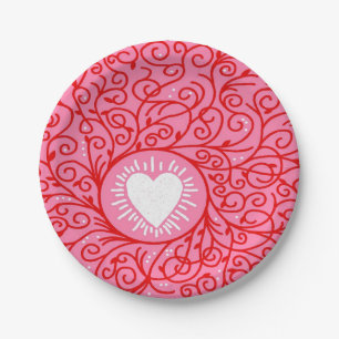 Assiettes en papier Cœur de la Saint-Valentin