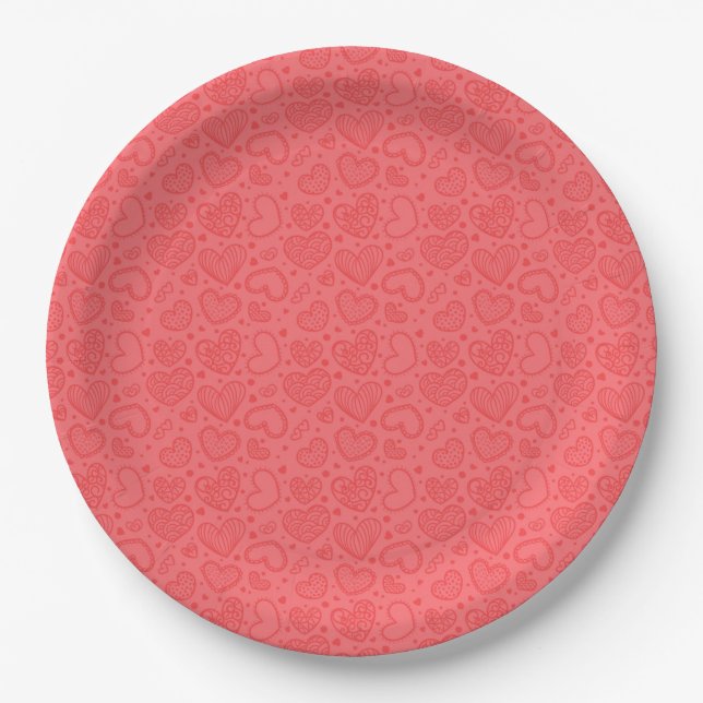 Assiettes en papier Cœur Romantique (Devant)