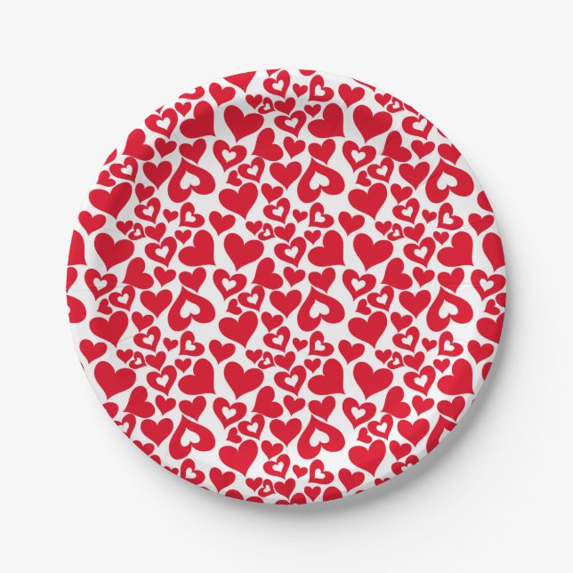 Assiettes en papier coeurs de la Saint-Valentin (Devant)