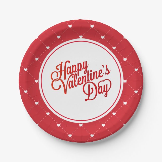 Assiettes en papier coeurs de la Saint-Valentin (Devant)