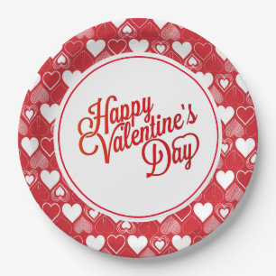 Assiettes en papier coeurs de la Saint-Valentin