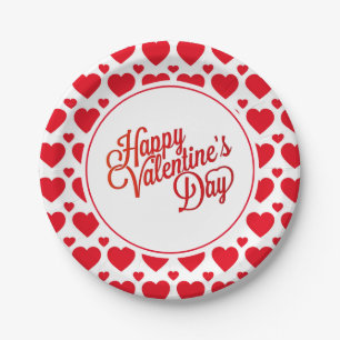Assiettes en papier coeurs de la Saint-Valentin