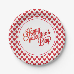 Assiettes en papier coeurs de la Saint-Valentin
