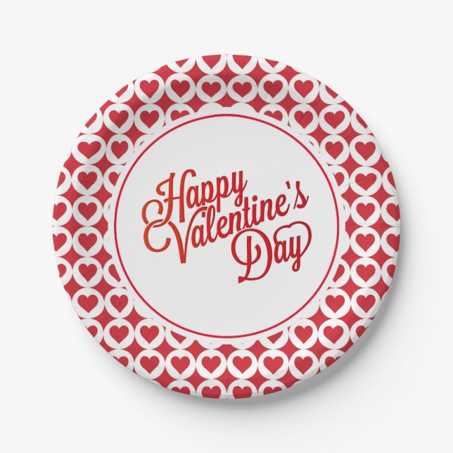 Assiettes en papier coeurs de la Saint-Valentin (Devant)