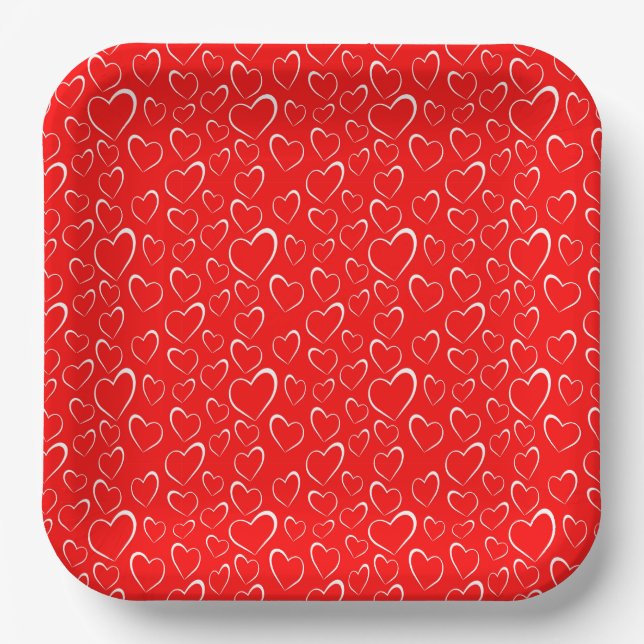 Assiettes en papier coeurs de la Saint-Valentin (Recto)