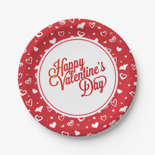Assiettes en papier coeurs de la Saint-Valentin