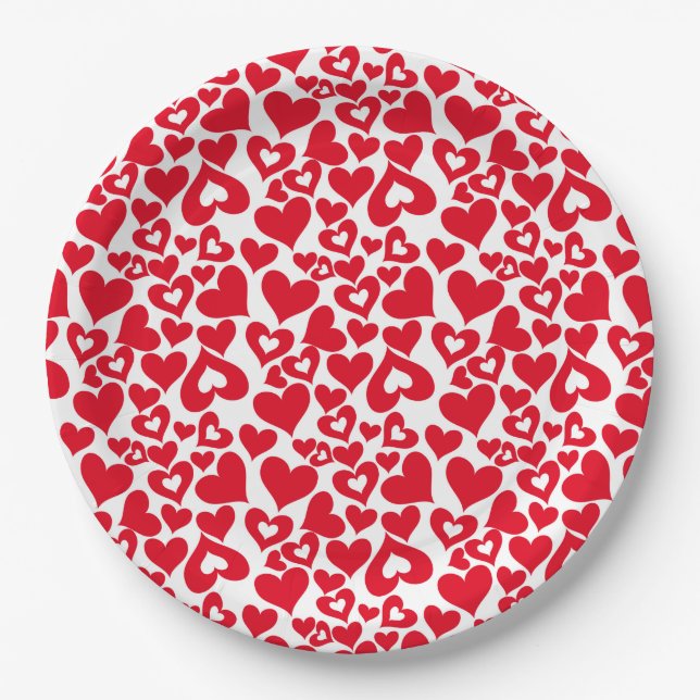 Assiettes en papier coeurs de la Saint-Valentin (Devant)