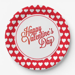 Assiettes en papier coeurs de la Saint-Valentin