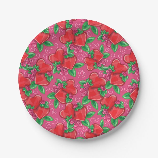 Assiettes en papier Cœurs et Amour (Devant)