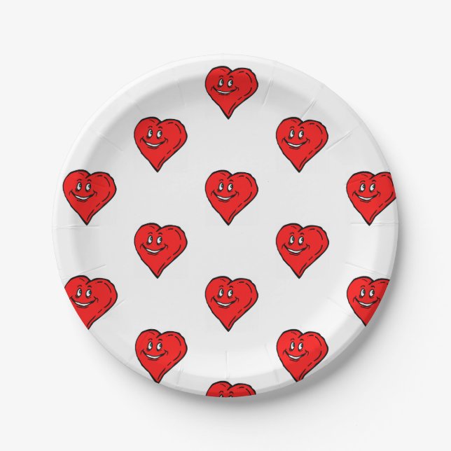 Assiettes en Papier Cœurs Rouges Amour  (Devant)