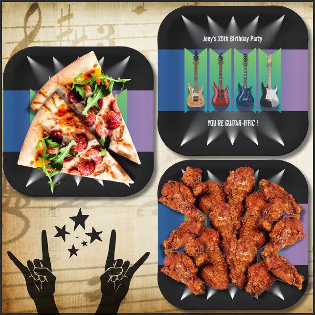 Assiettes en papier Collection de guitares électri (Electric Guitar Party Collection Paper Plates)