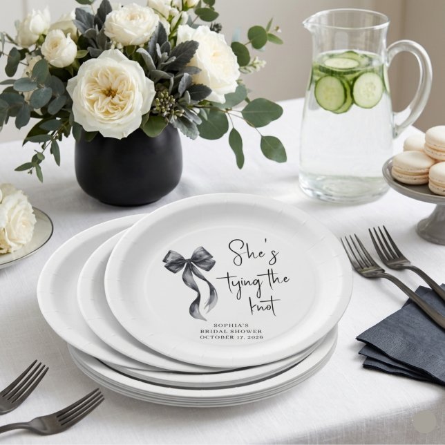 Assiettes en papier Coquette Black Bow pour la dou (Créateur téléchargé)