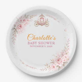 Assiettes en Papier Couronne de Fleurs Rose pour B