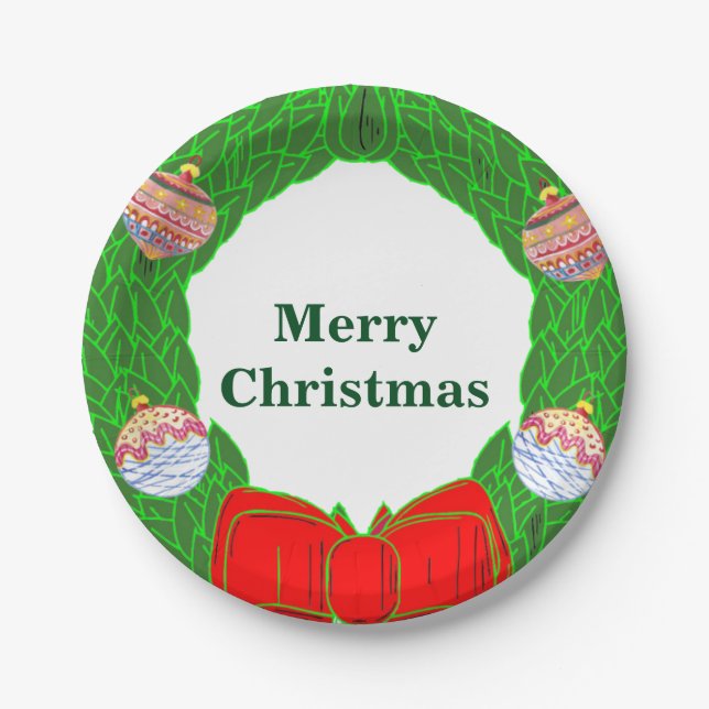 Assiettes en papier Couronne de Noël Monogramme 18 (Devant)