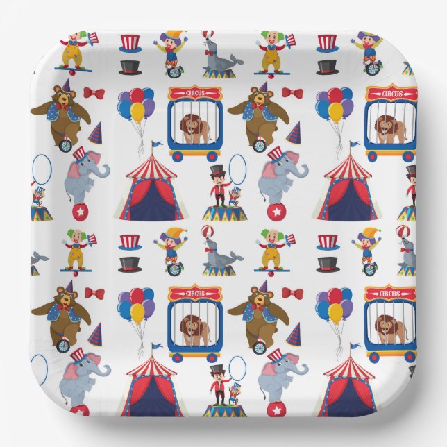 Assiettes en Papier de Cirque, Fournitures de Fête (Recto)