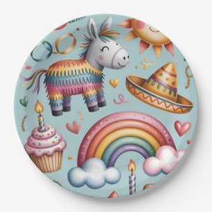 Assiettes en Papier de Fête à Motif Géométrique Ro