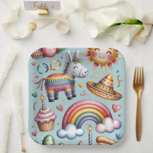 Assiettes en Papier de Fête à Motif Géométrique Ro