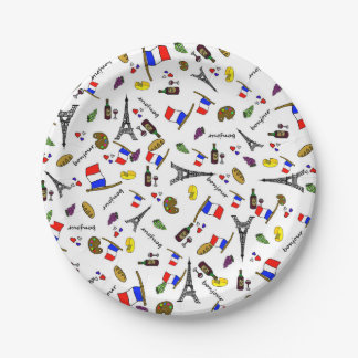 Assiettes en papier de fête de dessin animé frança