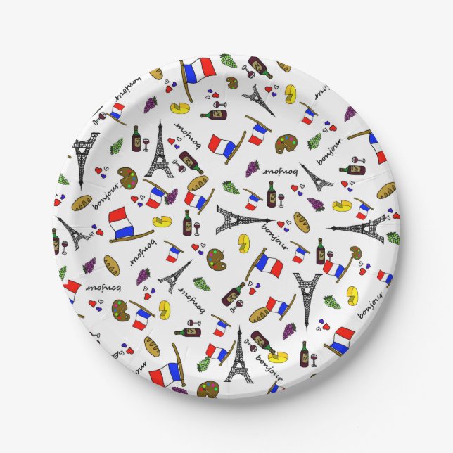 Assiettes en papier de fête de dessin animé frança (Devant)
