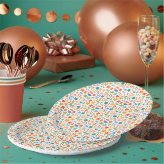 Assiettes en papier de fête florales colorées