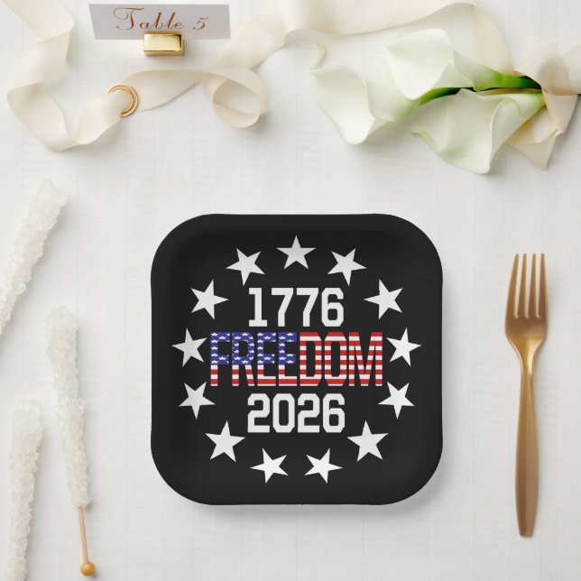Assiettes en papier de la liberté pour le 250e ann (Mariage)