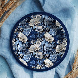 Assiettes en papier de luxe bleu marine élégantes