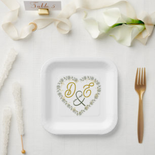 Assiettes en papier de mariage bohème neutre modif