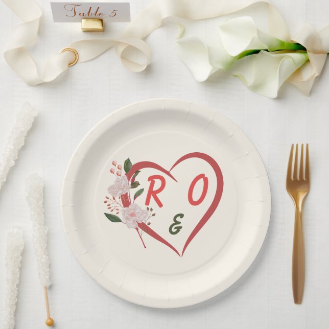 Assiettes en papier de mariage modifiables à Arche (Mariage)