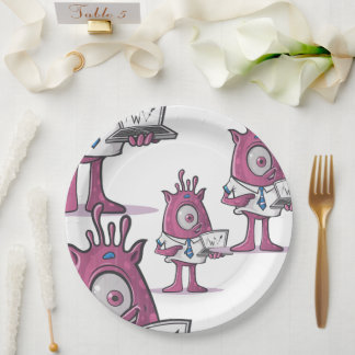 Assiettes en papier de monstres comptables violets
