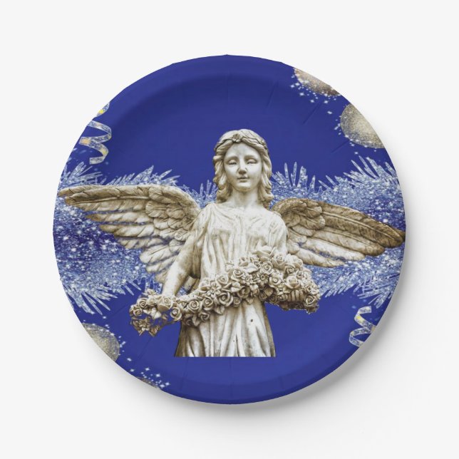 Assiettes en papier de Noël, Anges (Devant)