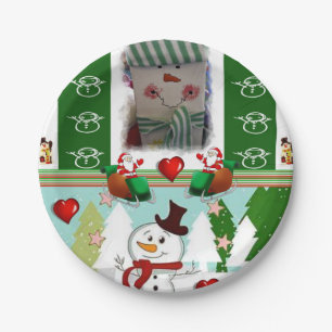Assiettes en papier de Noël, bonhomme de neige