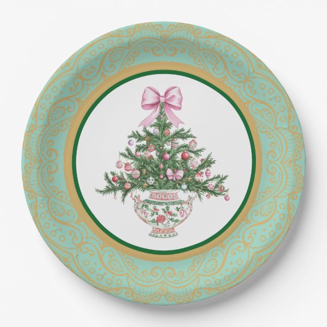 Assiettes en papier de Noël en chinoiserie (Devant)