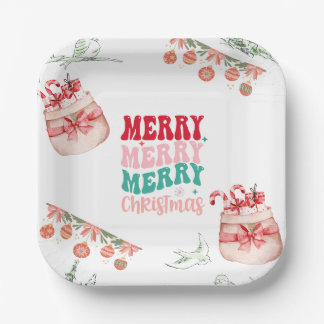 Assiettes en papier de Noël festives - Lot de 8