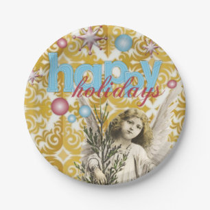 Assiettes en papier de Noël, Joyeuses Fêtes Ange